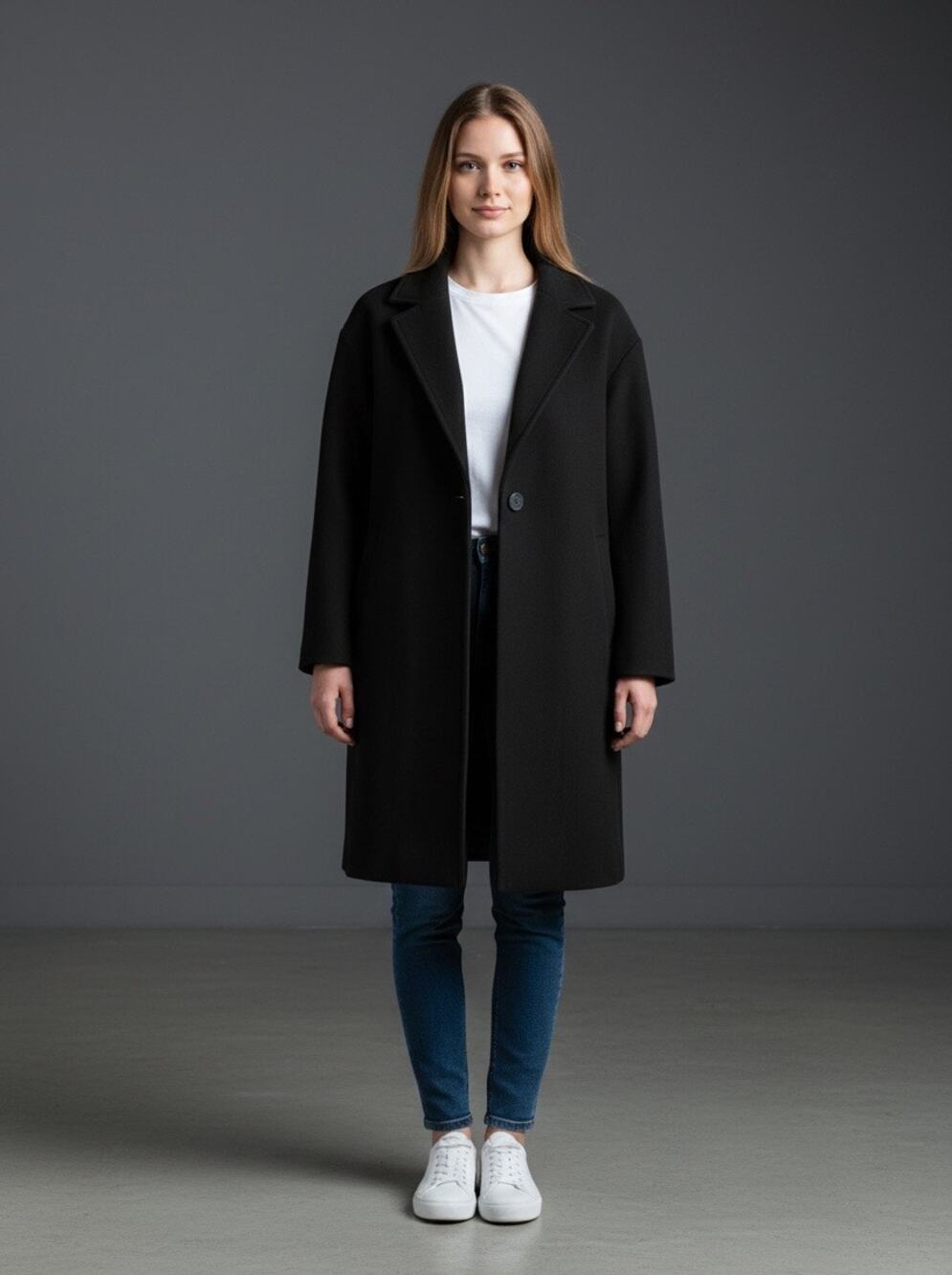 Aritzia Wilfred Rocco Handcrafted Wool Coat Black